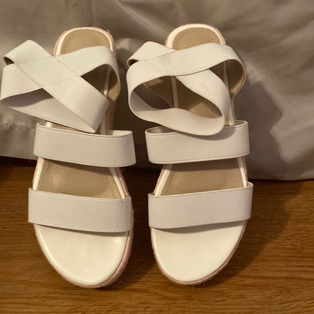 White wedge sandals